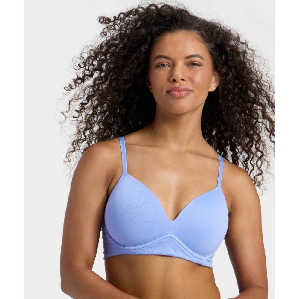Women's Size Medium Seamless Pullover, Push-Up Bra, Blue, Wireless, Wild Fable